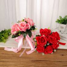 1PC Bridal Bridesmaid Wedding Decoration Rose Artificial Bouquets, Wedding Party Decoration Lifelike Fake Flowers Bridal Shower Wedding Tossing Bouquet Bridal Bouquet For Wedding Ceremony Anniversary