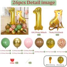 26 件丛林生日派对装饰品、40 英寸丛林动物铝箔气球、丛林派对动物气球、派对用品