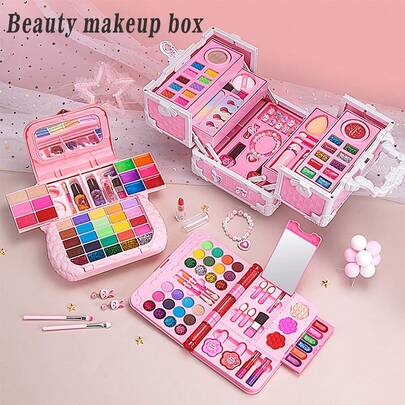 1pc Kids Makeup Set, Girls Makeup Kit, Princess Magic Book, Multi-Layer Makeup Gift Box, Performance Cosmetics, Lipstick & Eyeshadow Gift Set, Birthday Gift For Girls