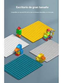 Mesa grande de bloques de construcción, juguete educativo para niños de montaje con granulos grandes, mesa multifuncional de aprendizaje y juego para bebés. - Multicolor - Ver 7