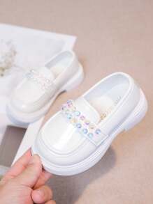 Girls' Soft Bottom Loafers New Autumn Versatile Low Vamp British Style Small Leather Shoes, Children