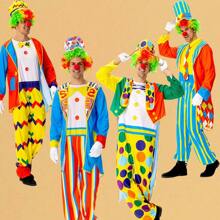Man's Fancy Dress Up,Adult Costume Of Joker/Clown,Just Hat And Clothes, No Props Wig/Red Nose/Gloves/Glasses/Shoes,Suitable For Stage Performances/Road Shows