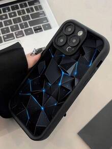 1 Stück modische, personalisierte, technologisches Muster grafisches Design, schwarze, perforierte, stoßfeste, abriebfeste, antifinger-abdruckfeste Vollschutz-Handyhülle kompatibel mit iPhone 16promax/16/16pro/16plus/15/15promax/15pro/11/12/13/14promax/11pro/11promax/12pro/12promax/13pro/13promax/14pro/14promax, hochwertiges kreatives Design