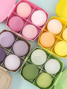 Set di 4 pezzi di spugne per trucco personalizzate, include spugna per trucco, cuscinetto ad aria, cuscinetto per cipria, miscelatore per trucco, spugnetta per trucco a forma di zucca con angolature e con scatola di conservazione