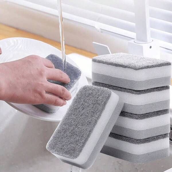 1/5/10 Cleaning Sponge, Scouring Pad, Square Dish Cloths, Simple Style Dish Towel, Cleaning Cloth For Sink Or Kitchen Stove, Antibacterial Washable Cleaning Brush, Kitchen Stuff Kitchen Cleaning Gadget