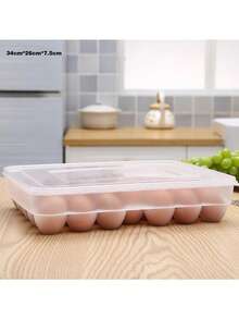 34 Compartment Egg Storage Box, Plastic Refrigerator Organizer Holder For Home, Stackable & Shockproof - Transparent - View 4