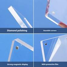 إطار صور مغناطيسي شفاف من الأكريليك ذو زوايا مدورة بسمك 10+10مم، إطار صور مغناطيسي بلوري عالي الجودة، مناسب للغاية لعرض الصور، متين وسهل الاستخدام، علامة السعر وبطاقة الصنم المغناطيسية، إطار صور هدية عيد الميلاد والتخرج - شفاف - مشاهدة 5