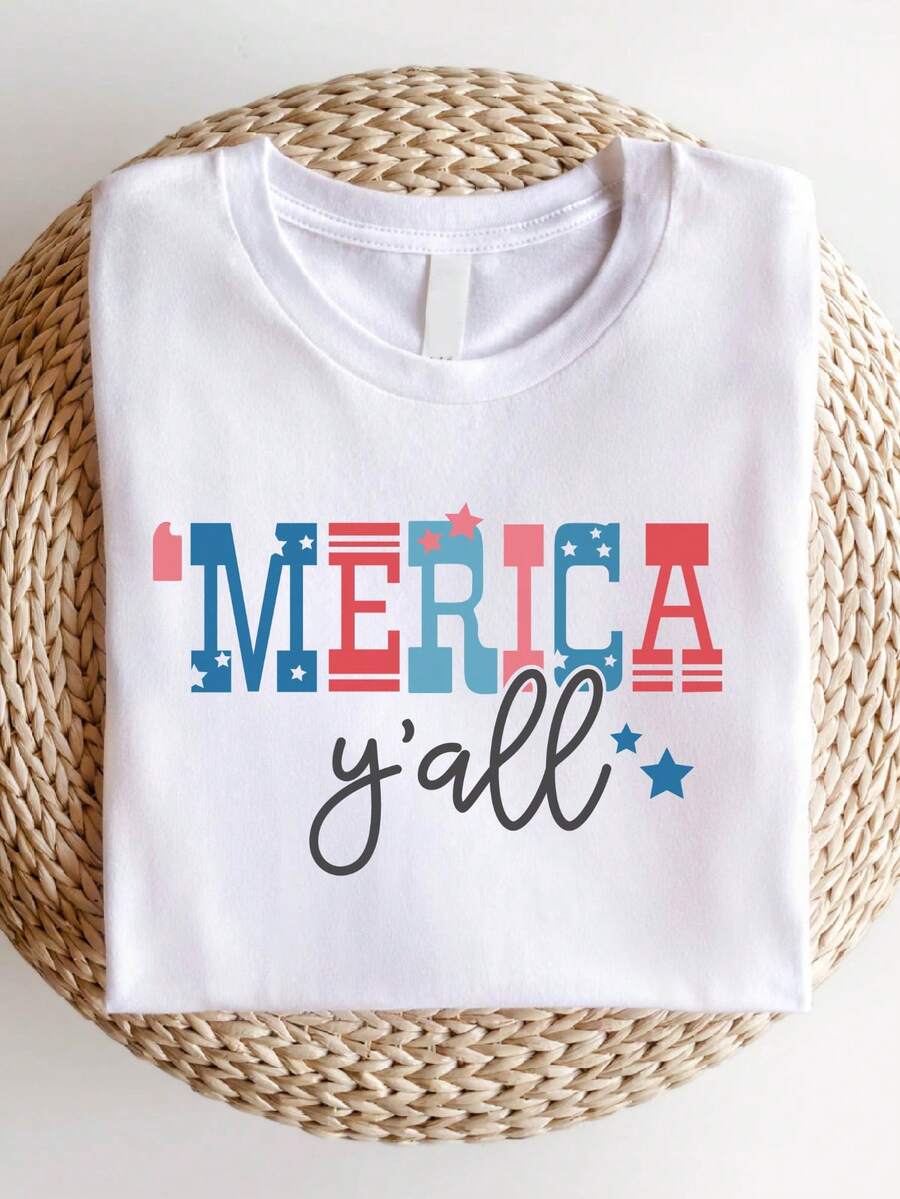 Merica Y'all Shirt, America T-Shirt, Southern 4th Of July Tee, Gift For Patriots, Funny 4th Of July Shirts, Independence Day T-Shirts, Country Party Tees. SD-4260 - White - View 1