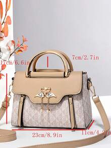 Women's Fashionable Letter Patchwork Shoulder Bag Handbag - Khaki - View 2