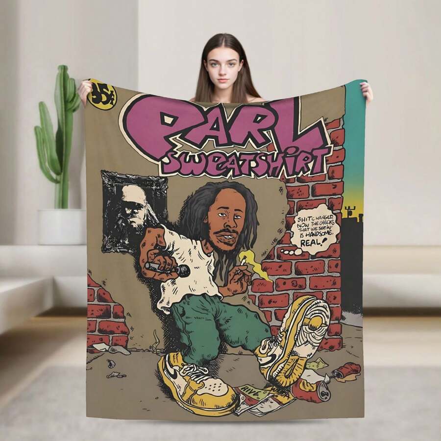 Earl Sweatshirt Blanket Super Soft Warm Bed Blanket Sofa Bedding Bedroom Sofa Office Car, Four Seasons Cozy Shaggy Blanket Girls Boys Adult Gift No Linting, Machine Washable - Black - View 1
