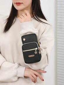 Women's Casual Sports Outdoor Phone Pouch Wristlet Arm Band Multi-Layer Solid Color Coin Wallet Crossbody Bag Wallet Shoulder Bag Women's Wallet And Purse Bag Ladies' Handbag For Women Wallet Purse Wallet - Black - View 8