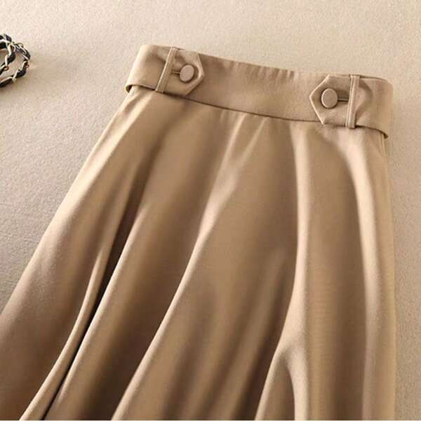 High Waist, Slender, Temperament, Versatile, Semi-Long Skirt, Spring And Summer New Style, Covering The Hips Light Mature A-Line Skirt Women