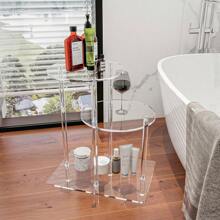 1pc Transparent Acrylic Side Table, Modern Design, Easy Assembly, Space Saving, Multifunctional Nightstand Suitable For Living Room, Bedroom, Hallway, Bathroom