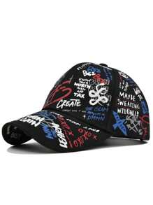 1 pezzo Cappellino da baseball stile graffiti streetwear hip hop, cappello personalizzato per protezione dal sole, adatto per tutte le stagioni