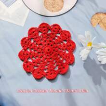 2/7 Peças Sousplats Redondos Coloridos Tecidos, Individuais de Crochê Feitas à Mão, Porta-Copos de Renda Vazada à Prova de Calor, Crochetados com 13 cm, Protetor de Copo/Garrafa para Decoração de Mesas de Festas, Feriados e Casamentos