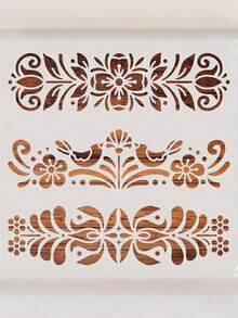 可重复使用的塑料民间装饰绘画模板 - 用于绘画花朵的角模板 12x12 英寸花卉图案斯堪的纳维亚风格 - 适用于 DIY 艺术工艺墙面帆布家具 - 送给艺术家和手工艺人、返校、学校用品的完美礼物