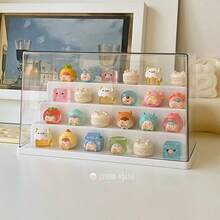 1pc亚克力展示盒透明展示架可爱家居饰品盲盒收纳防尘小雕像展示柜