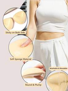 1 对双面自粘胸垫，胸垫粘性垫，可重复使用衬垫，胸罩比基尼隐形加厚胸垫防水游泳
