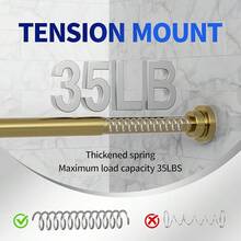 New Shower Curtain Rod, 1" Diameter Heavy Duty Tension Shower Rod, Non Slip Adjustable 28-74 Inch No Drilling Shower Curtain Rods Spring Tension For Bathroom, Shower Stall, No Rust, Chrome Gold - 金色28-74英寸 - 查看 3