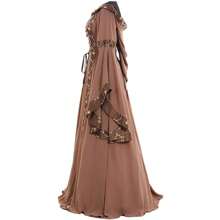 European And American Popular Women's Medieval Retro Court Style Hooded Dress With Square Collar And Flared Sleeves, Large Swing Skirt