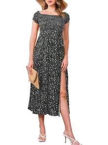 Vestido largo casual y suelto para mujer estilo boho de verano con hombros descubiertos y mangas de campana - Rosa - Ver 10