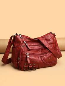 新款韩版时尚妈妈包，百搭多层实用斜挎包，大容量女士单肩包，购物/零钱包 - 棕色 - 查看 12