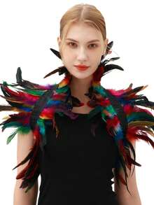 1 件女士羽毛项圈、乌鸦羽毛披肩、万圣节天鹅湖女巫服装配饰万圣节配饰 - 多色 - 查看 17