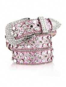 Cinturón con remaches y adornos de rhinestone, minimalista y práctico multifuncional - Rosa - Ver 1