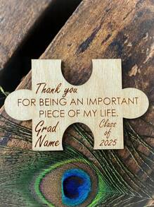 1pc Personalized Wooden Puzzle Refrigerator Magnet, Can Customize Name Text, Graduation Party Thank You, Graduation Gift For Guests, 2025 Graduate Souvenir, Custom Wooden Magnet