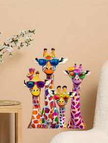 1pc Funny Colorful Cute Giraffe Wall Sticker Suitable For Living Room, Bedroom, Study PVC Material, Vinyl Decal For Home Decorations, Home Decoration Items Refresh Your Home - Multicolor - View 4