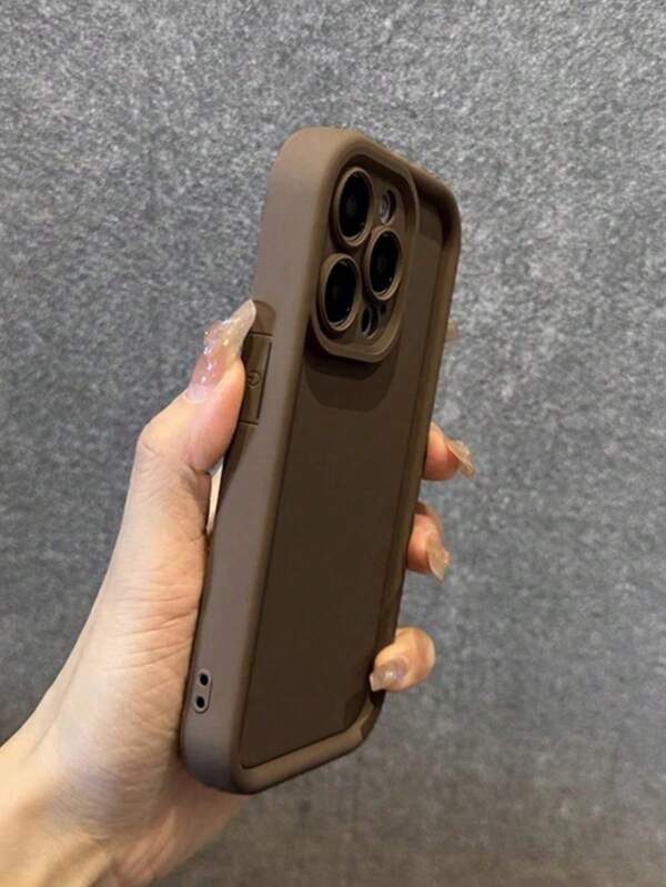 Funda protectora de teléfono con textura gruesa de material marrón simple y antideslizante, adecuada para 16/16 Pro/16 Pro Max/16 Plus/15 XR/7/8 15 Pro Max/12 Pro Max/13 Pro Max/14 Pro Max, 13, 14, 11, 12p, 14, P11, Soft Shell P12, Anti-Drop XS.XR/78P.78GES2, Funda protectora de teléfono