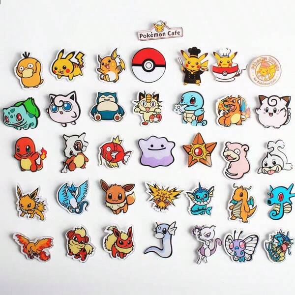 pokemon Set de 10 piezas/5 piezas de broches de dibujos animados lindos, pines de Pokemon Pikachu y hadas, que se pueden colocar en ropa, bolsos