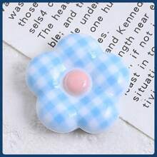 5pcs Cartoon Multicolor Plaid Flower Decor 3D Faux Magnetic Stickers, INS Creative Refrigerator Magnets, Cute Decor Accessories, Office Desk Organizers, Customized For Whiteboards, Storage Cabinets, Dishwashers, Kitchen & Home Decor, Valentine's Day Gifts