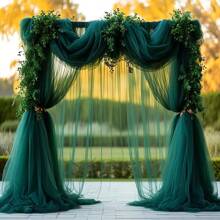 1pc Olive Green Mesh Fabric, Tulle Curtain, Party Backdrop Decor, Sheer Curtain, Arch, Photography Backdrop, Wedding, Birthday, Tent Decor, Photo Shoot Party, Can Be Cut Freely