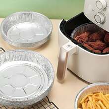 10/20/40 件一次性铝箔锅带盖包装，7 英寸圆形铝箔饼盘，一次性食品托盘，用于烘焙、储存、加热、盛放 - 带盖圆形铝箔锅 - 空气炸锅 - 烤箱 - 生日派对