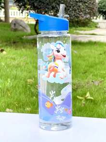 1pc800ml Cute Cartoon Pattern With Straw Transparent Water Cup Baby Children, Primary School Students Carry Anti-Fall Plastic Cup Kindergarten, School Outdoor Portable Space Cup Baby Drink Cup - Multicolor - View 10