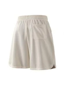Women's Sports Shorts, Mid-Rise Running Shorts, Pocket Drawstring Sports Shorts, Suitable For Outdoor, Hiking, Fitness, Sports - Khaki - View 4