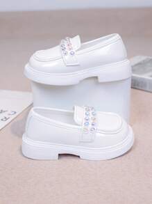 Girls' Soft Bottom Loafers New Autumn Versatile Low Vamp British Style Small Leather Shoes, Children