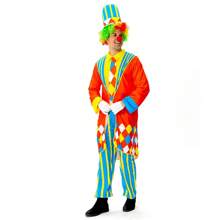 Man's Fancy Dress Up,Adult Costume Of Joker/Clown,Just Hat And Clothes, No Props Wig/Red Nose/Gloves/Glasses/Shoes,Suitable For Stage Performances/Road Shows