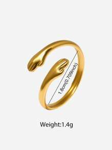 1 pieza Anillo de acero inoxidable abrazado con ambas manos, retro y de diseño único, apto para uso diario tanto para hombres como mujeres