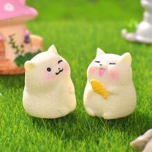 2/4件套独特猫咪摆件，可爱钓鱼猫雕像，适用于花园、办公桌、微缩娃娃屋景观装饰，是送给爱猫人士的创意礼物。 - 彩色 - 查看 11