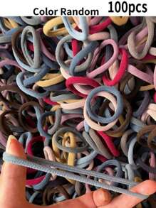 100pcs/50pcs/10pcs Women Muted Color Random Assorted Simple Elegant Versatile High Elasticity 4cm/1.57in Hair Ties, Suitable For Ladies Daily Decoration, Ponytail, Sports, Commuting, Cleaning Use Hair 