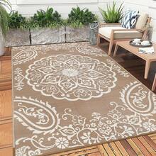 New-  Waterproof Outdoor Rug 6x9, Reversible Plastic Straw Patio Camping Rug, Indoor Outdoor RV Mat Carpet For Deck, Camper, Porch, Balcony, Backyard, Picnic, Boho Brown - Boho Brown 6 X 9 - View 7