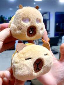 1 Stück süßer Cartoon Capybara Schlüsselanhänger Accessoire, kann als Münzbeutel, Kopfhörertasche, Rucksackhaken, Plüsch-Aufbewahrungstasche, kleines Geschenk verwendet werden