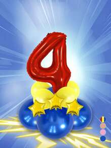 12 Stücke/Set rote große Zahlen 0-9 Ballons, Stern Ballons, Geburtstags Deko Ballons, blaues und gelbes Ballonset, geeignet für Geburtstag, Party Deko, Jahrestag, Abschluss, Vatertag Deko Geschenke