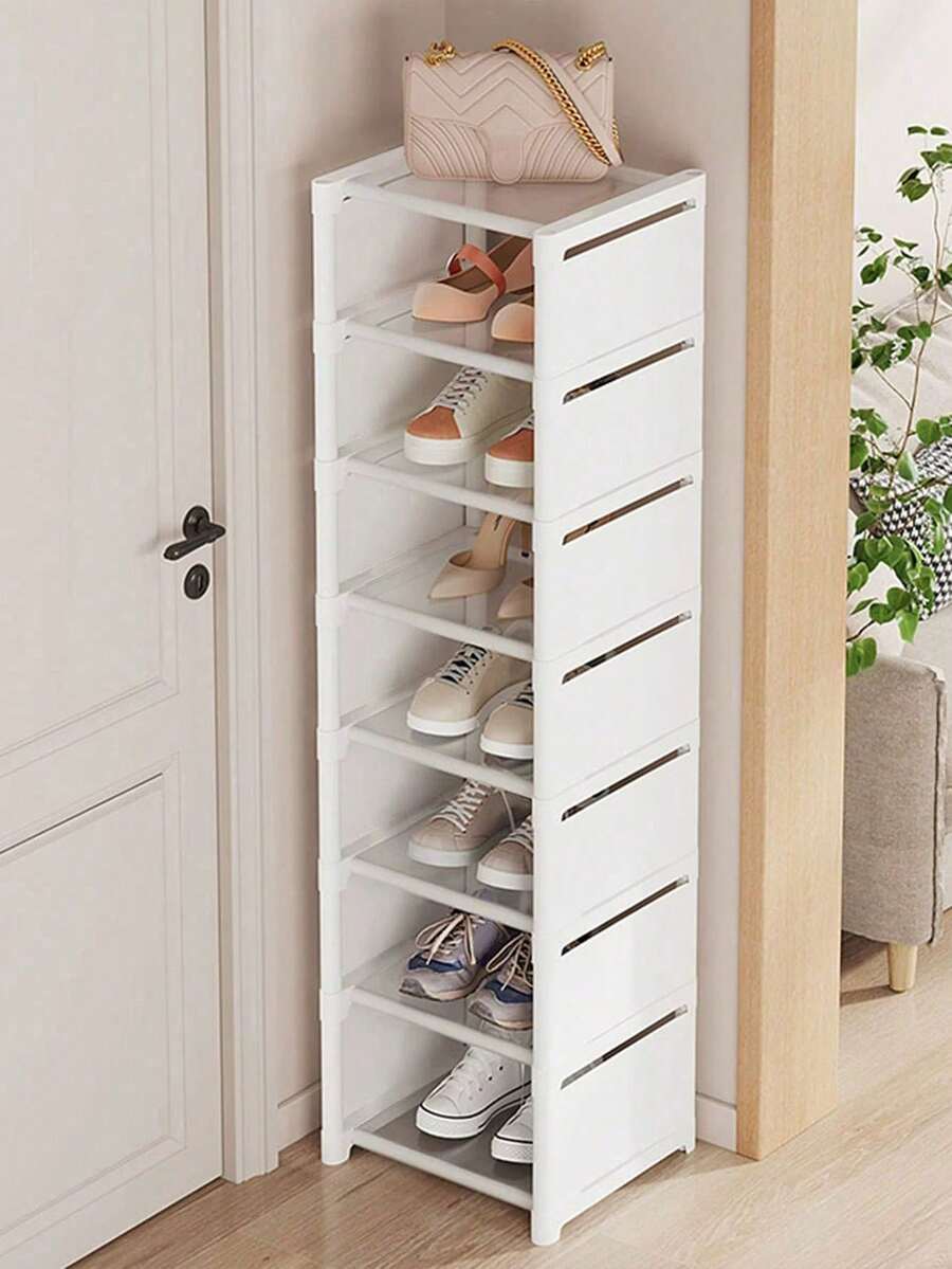 1 件黑白多层鞋架，3/4/5/6/7 层鞋子收纳柜，防尘鞋盒，家用大容量鞋子收纳盒 - 白色 - 查看 1