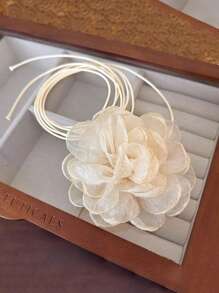 1 French Luxury Three-Dimensional Handmade Rose Strap Neck Chain Hot Girl Abstinence Maid Apricot/Purple/Coffee Clavicle Neck Belt