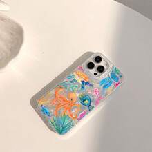 Marine Animals Illustration,Phone Case,Silver Feather Texture, Hard Back, Soft Edge TPU, Suitable For  Phone Case For IPhone 17air16/15Pro/14/13pro12Pro Max/16Plus Xs Max / Sumsang Galaxy A04s A12/A13 /A14/A15/ A25/A23/A32/A35/A51/A53/A54/A55/A56/  A03 A04 /S20/S21/S22/S23/S24 S25 Ultra/S30 5G - 無色 - 查看 1
