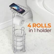 New  Toilet Paper Holder Stand Toilet Tissue Roll Holder  Shelf For Bathroom Storage Holds Phone/ Wipe/ Mega Rolls-Shiny Chrome - A-shiny Chrome 24 - View 4