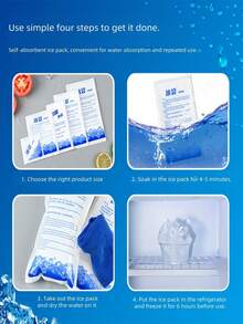 50/30/10pcs自吸水冰袋可重复使用，适用于露营、海滩派对、节日、餐厅、鸡尾酒会、海鲜冷藏保鲜、运输、蔬菜保鲜、肉类保鲜、瓜果保鲜、一次性无水保鲜速冻冷藏保鲜冰袋。